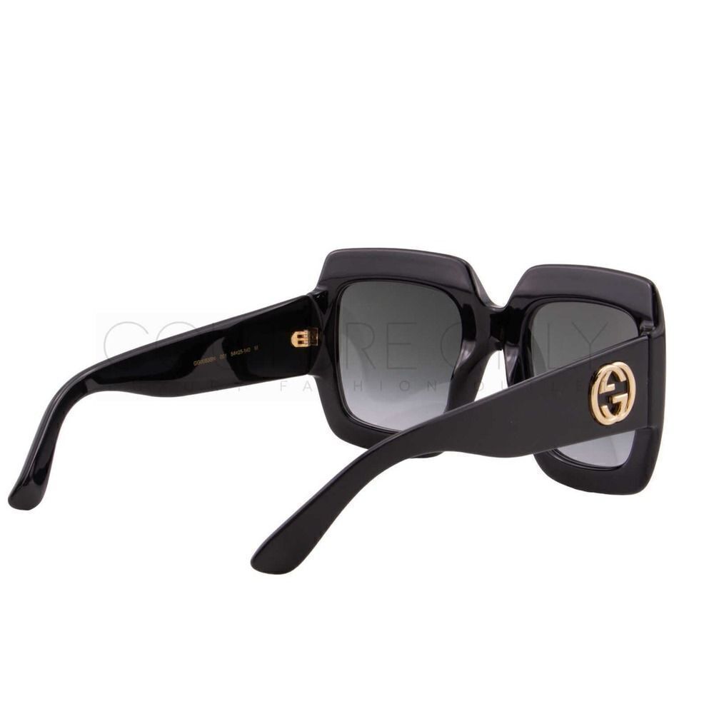 New Gucci Women Sunglasses Black Oversized Square GG0053SN-001 Gray Gradient - Picture 8 of 12